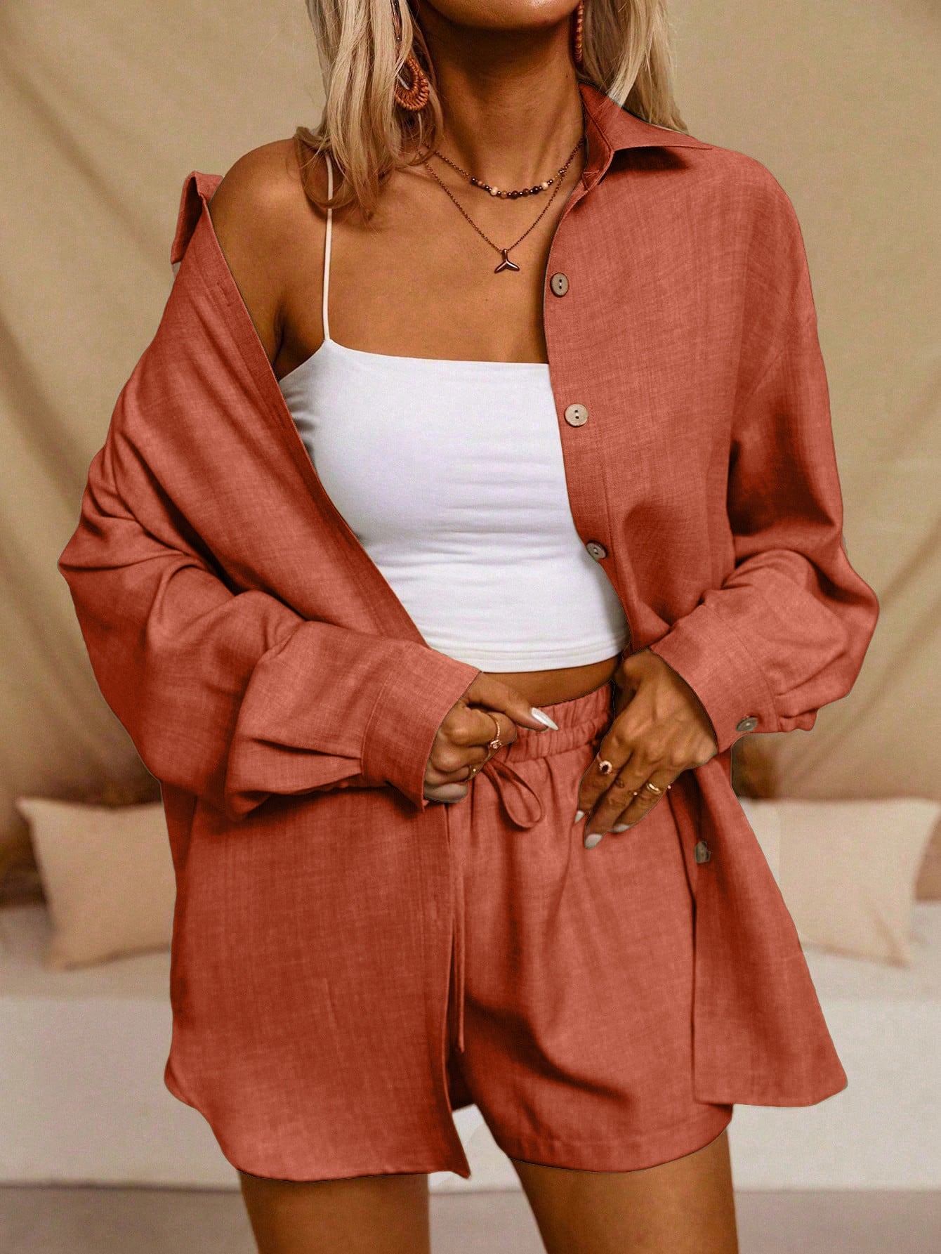 Tatting Cardigan With Shorts Fashion Casual Women's Suit PureLittleBloom.Co