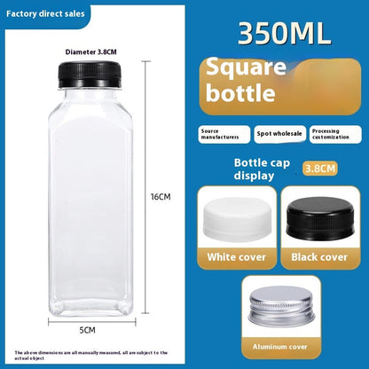 Disposable 38-mouth Square Plastic Clear With Cover Juice Bottle PureLittleBloom.Co