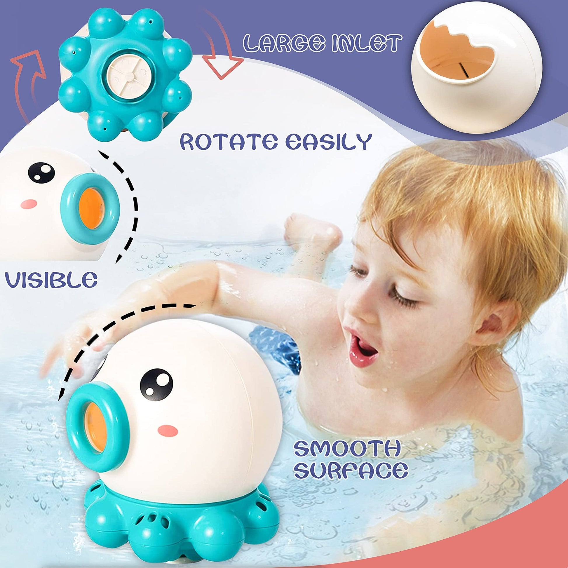 Octopus Fountain Bath Toy Water Jet Rotating Shower Bathroom Toy Summer Water Toys Sprinkler Beach Toys Kids Water Toys PureLittleBloom.Co