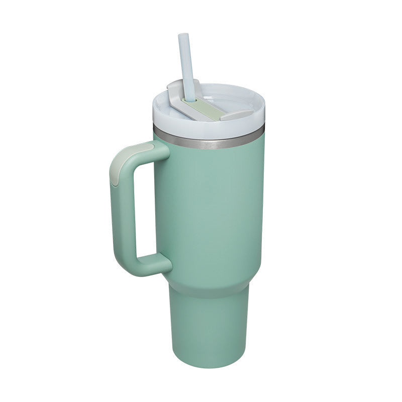 40 Oz Tumbler With Handle Straw Insulated, Stainless Steel Spill Proof Vacuum Coffee Cup Tumbler With Lid Tapered Mug Gifts For Valentine Lover Suitable For Car Gym Office Travel PureLittleBloom.Co