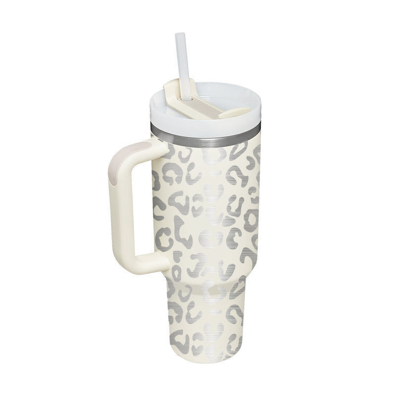 40 Oz Tumbler With Handle Straw Insulated, Stainless Steel Spill Proof Vacuum Coffee Cup Tumbler With Lid Tapered Mug Gifts For Valentine Lover Suitable For Car Gym Office Travel PureLittleBloom.Co