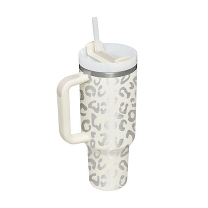 40 Oz Tumbler With Handle Straw Insulated, Stainless Steel Spill Proof Vacuum Coffee Cup Tumbler With Lid Tapered Mug Gifts For Valentine Lover Suitable For Car Gym Office Travel PureLittleBloom.Co