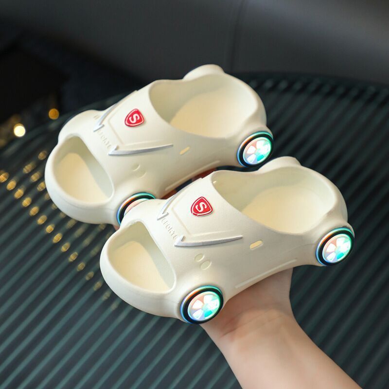 Kids Glowing Slippers Cartoon Car Sandals Children Sandals Anti Slip Boys Girls Luminous Slippers Summer Beach Shoes PureLittleBloom.Co