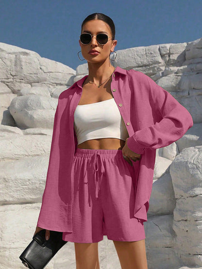 Tatting Cardigan With Shorts Fashion Casual Women's Suit PureLittleBloom.Co