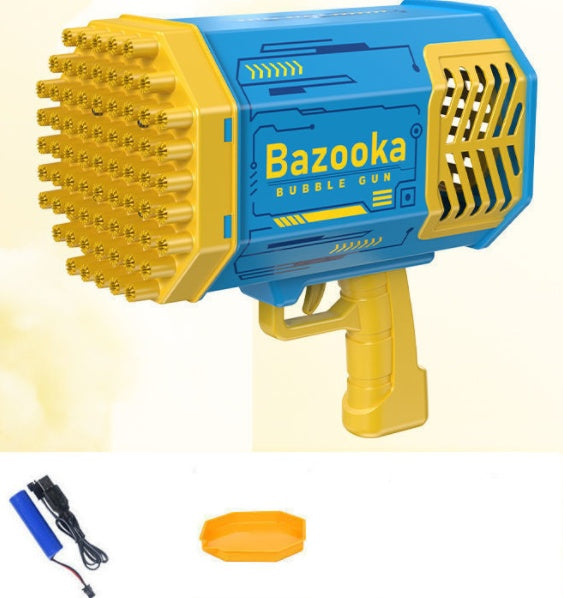 Bubble Gun Rocket 69 Holes Soap Bubbles Machine Gun Shape Automatic Blower With Light Toys For Kids Pomperos PureLittleBloom.Co