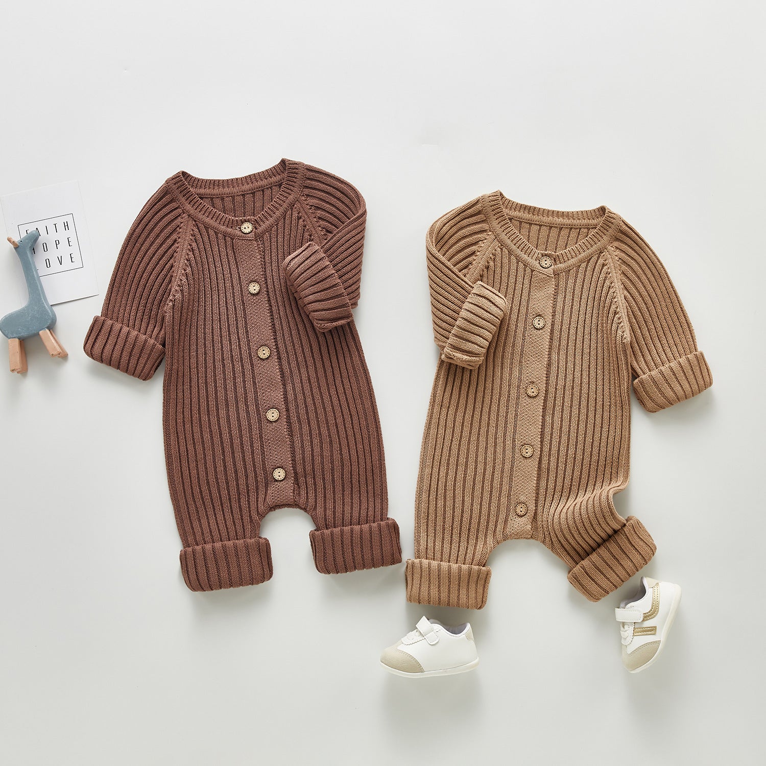 Spring And Autumn Baby Long-sleeved Knitted Jumpsuit Romper PureLittleBloom.Co