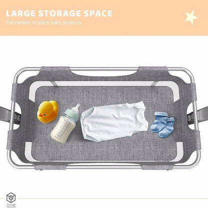 3-in-1 Bedside Crib With Mosquito Net, Large Storage Bag, Comfortable Mattress With Lockable Wheels, Grey PureLittleBloom.Co