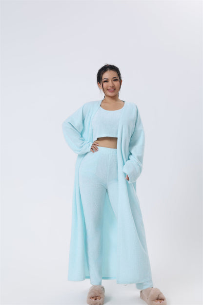 Cozy Pajama Set, 3 Piece Lounge Set, Cute Loungewear, Warm Suit Sets, Matching Set, Lounge Set, 3 Piece Pant Sets, Women Winter Dress PureLittleBloom.Co