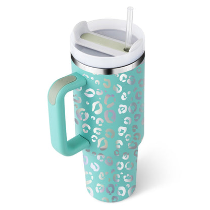 40 Oz Tumbler With Handle Straw Insulated, Stainless Steel Spill Proof Vacuum Coffee Cup Tumbler With Lid Tapered Mug Gifts For Valentine Lover Suitable For Car Gym Office Travel PureLittleBloom.Co