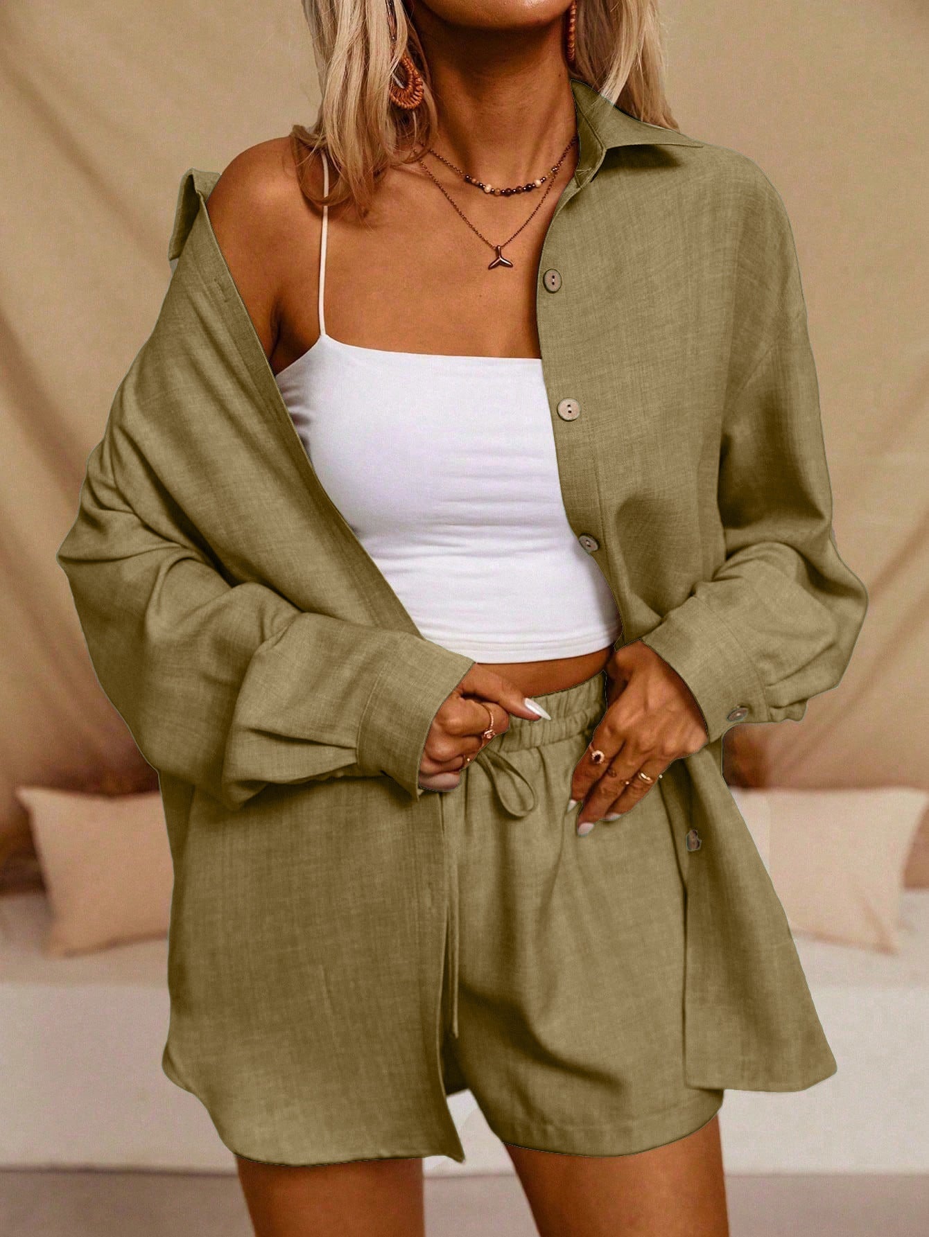 Tatting Cardigan With Shorts Fashion Casual Women's Suit PureLittleBloom.Co