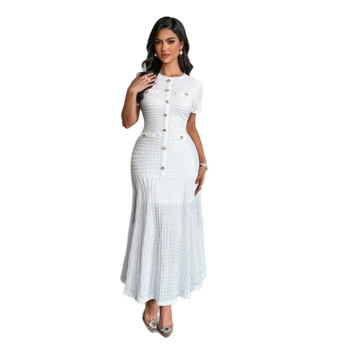 Fashion Elegant Solid Color Sheath Dress Women PureLittleBloom.Co