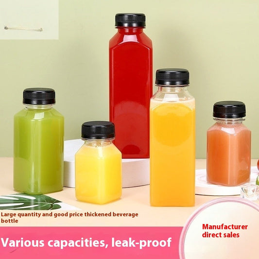 Disposable 38-mouth Square Plastic Clear With Cover Juice Bottle PureLittleBloom.Co