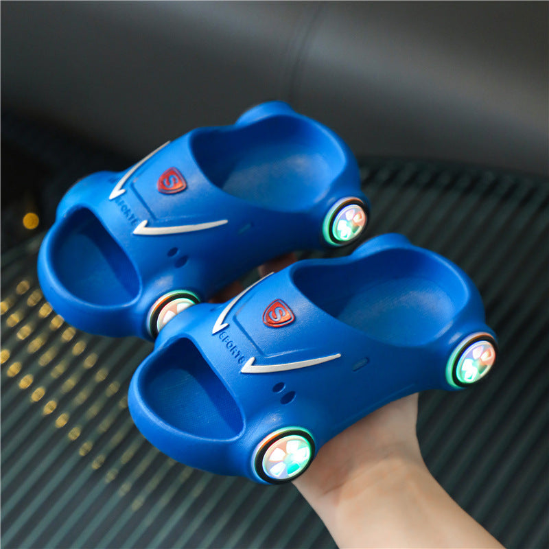 Kids Glowing Slippers Cartoon Car Sandals Children Sandals Anti Slip Boys Girls Luminous Slippers Summer Beach Shoes PureLittleBloom.Co