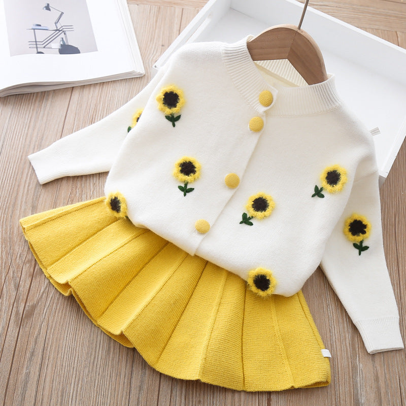 Two-piece Baby Girl Mink Wool Sweater Dress PureLittleBloom.Co