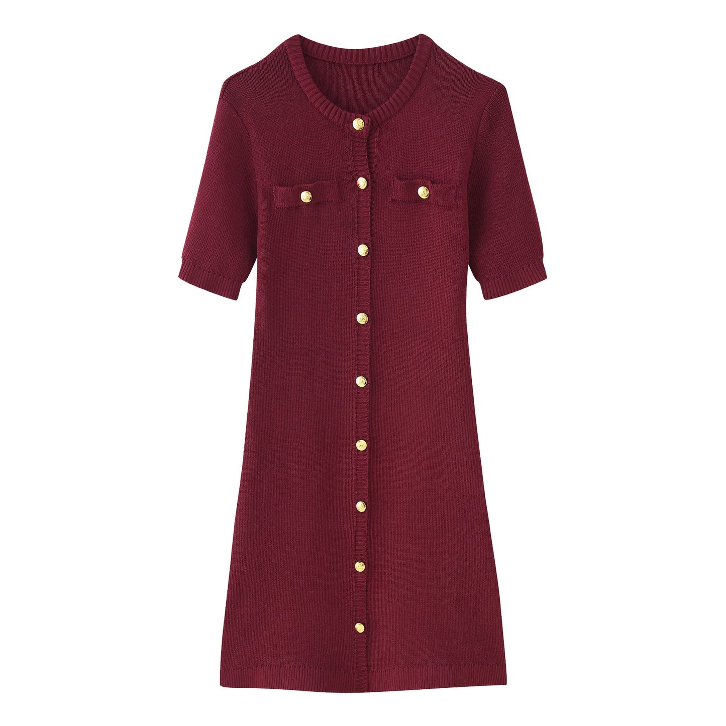 Women's Fashion Front Button Rib Knit Dress PureLittleBloom.Co