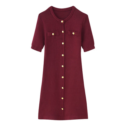 Women's Fashion Front Button Rib Knit Dress PureLittleBloom.Co