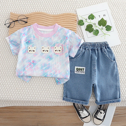 Baby Suit Three Bear Short Sleeve Two-piece Set PureLittleBloom.Co