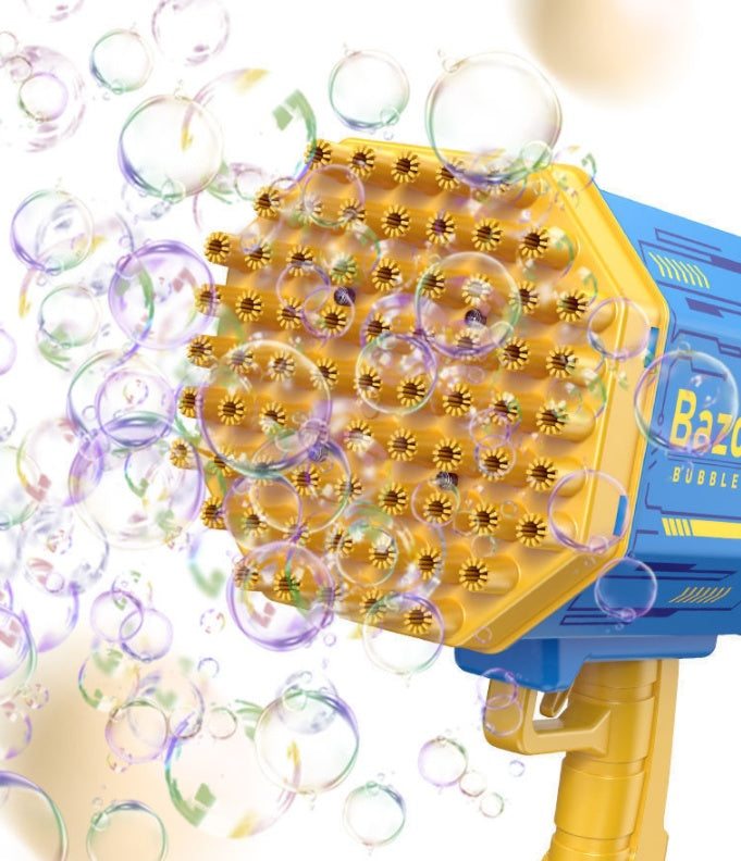 Bubble Gun Rocket 69 Holes Soap Bubbles Machine Gun Shape Automatic Blower With Light Toys For Kids Pomperos PureLittleBloom.Co