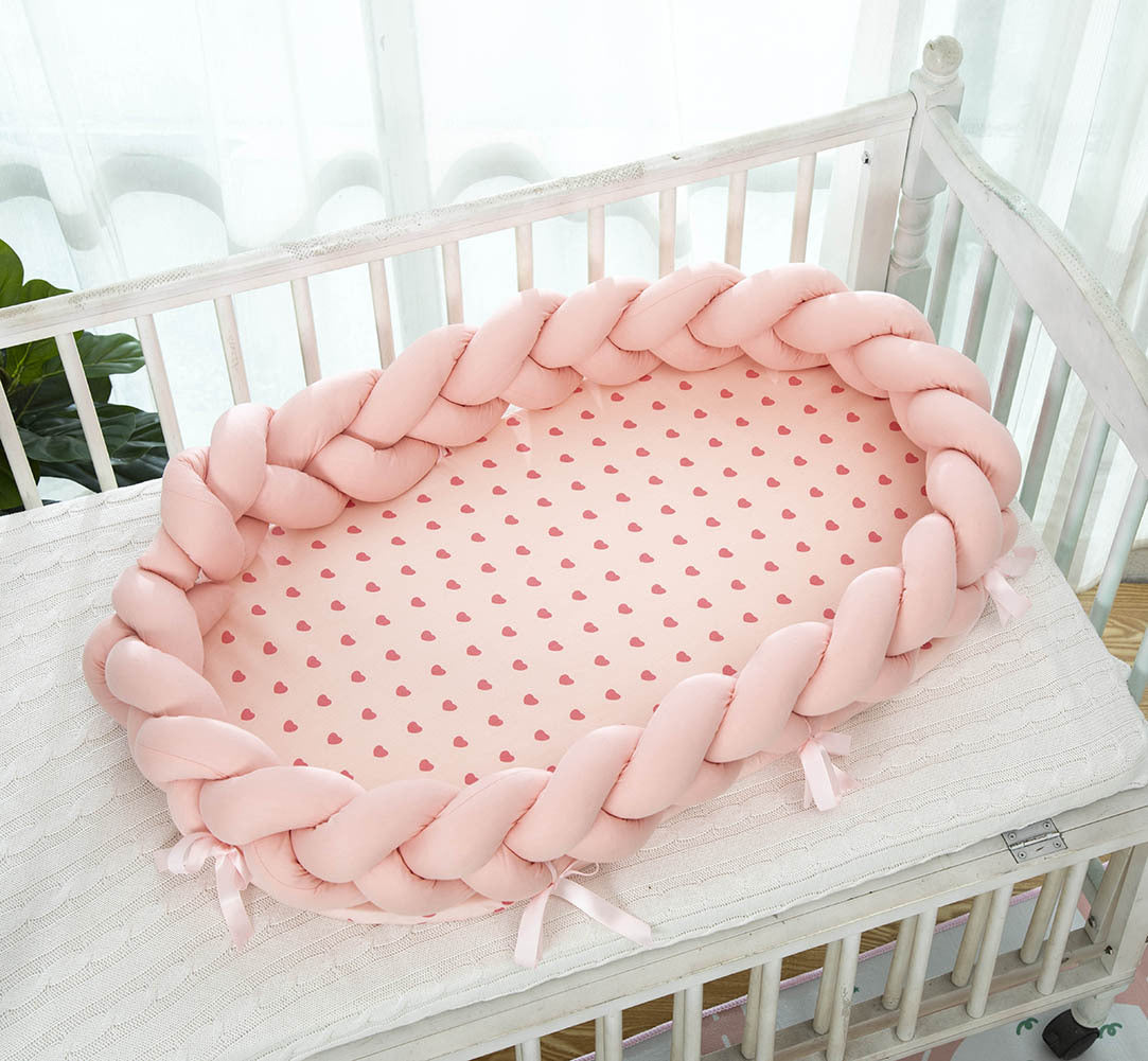Cotton Woven Folding Portable Crib Is Removable And Washable PureLittleBloom.Co