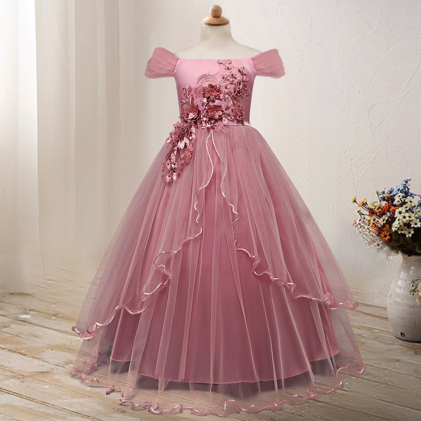 One-shoulder Princess Flower Dress Costume PureLittleBloom.Co