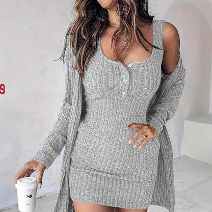 Tailored Solid Color Pit Stripe Vest Skirt For Women's Clothing PureLittleBloom.Co