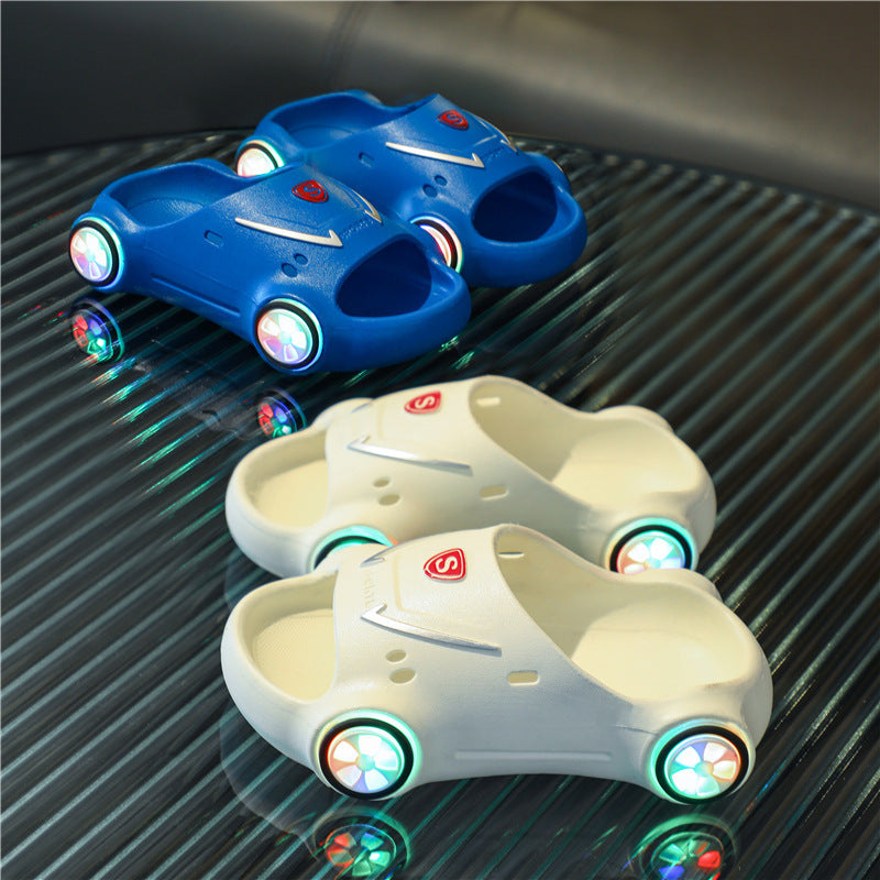 Kids Glowing Slippers Cartoon Car Sandals Children Sandals Anti Slip Boys Girls Luminous Slippers Summer Beach Shoes PureLittleBloom.Co