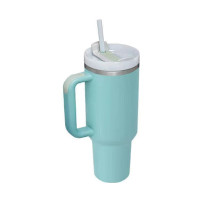 40 Oz Tumbler With Handle Straw Insulated, Stainless Steel Spill Proof Vacuum Coffee Cup Tumbler With Lid Tapered Mug Gifts For Valentine Lover Suitable For Car Gym Office Travel PureLittleBloom.Co