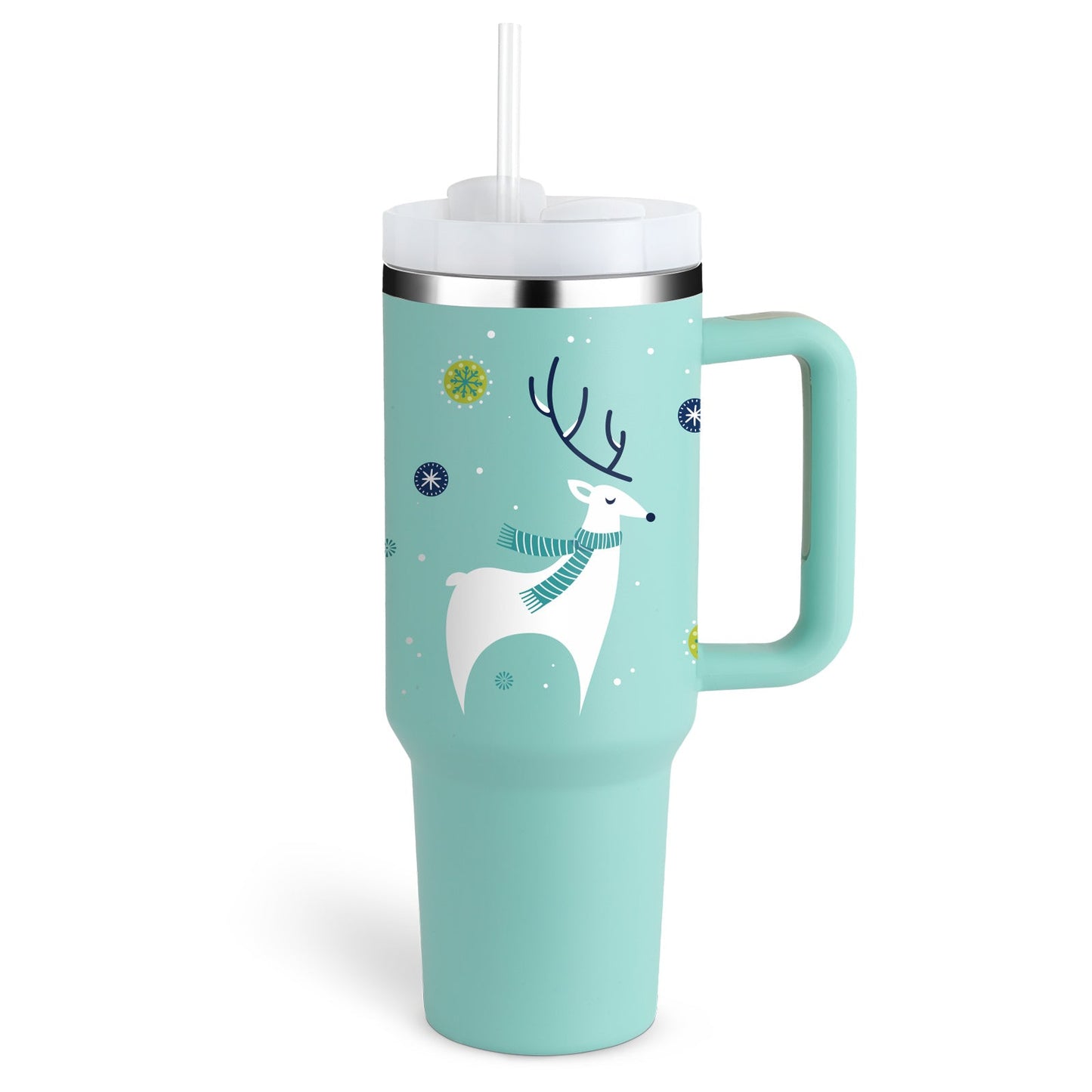 40 Oz Tumbler With Handle Straw Insulated, Stainless Steel Spill Proof Vacuum Coffee Cup Tumbler With Lid Tapered Mug Gifts For Valentine Lover Suitable For Car Gym Office Travel PureLittleBloom.Co