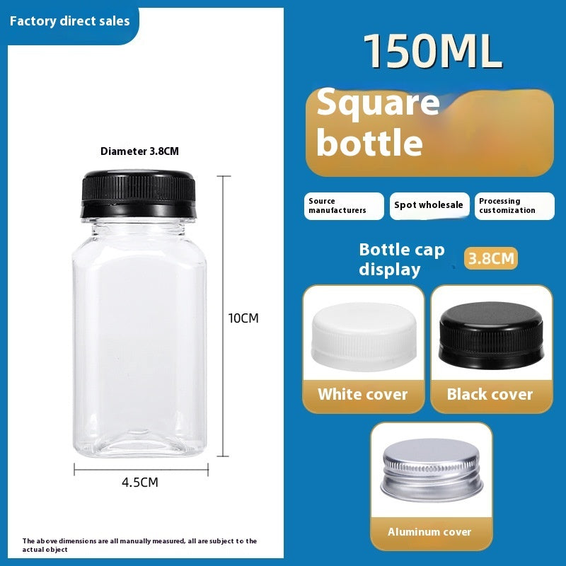 Disposable 38-mouth Square Plastic Clear With Cover Juice Bottle PureLittleBloom.Co