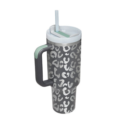 40 Oz Tumbler With Handle Straw Insulated, Stainless Steel Spill Proof Vacuum Coffee Cup Tumbler With Lid Tapered Mug Gifts For Valentine Lover Suitable For Car Gym Office Travel PureLittleBloom.Co