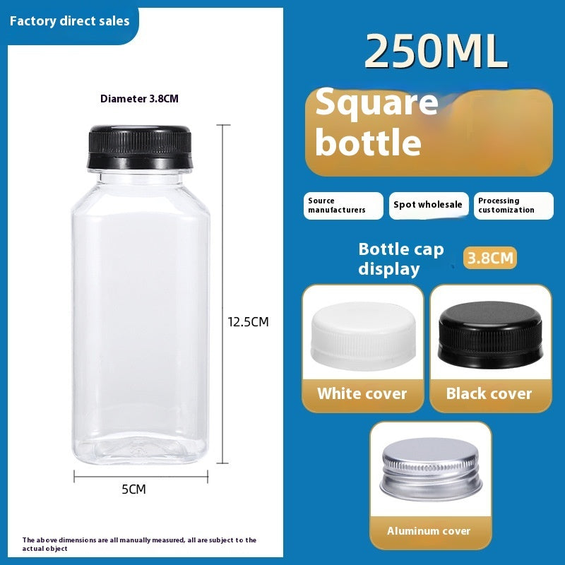 Disposable 38-mouth Square Plastic Clear With Cover Juice Bottle PureLittleBloom.Co