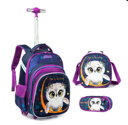 Three-piece Trolley Bag For Primary School Students PureLittleBloom.Co