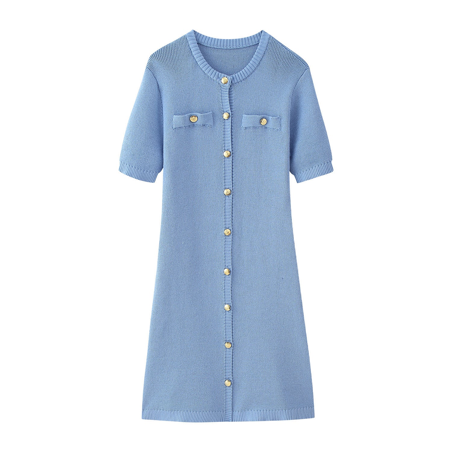 Women's Fashion Front Button Rib Knit Dress PureLittleBloom.Co