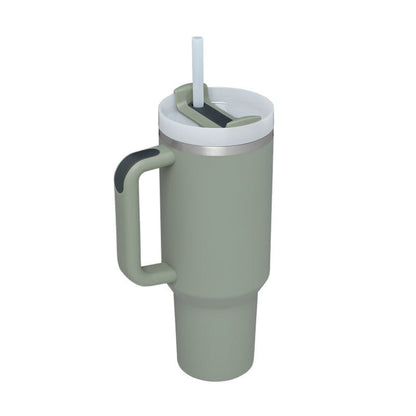 40 Oz Tumbler With Handle Straw Insulated, Stainless Steel Spill Proof Vacuum Coffee Cup Tumbler With Lid Tapered Mug Gifts For Valentine Lover Suitable For Car Gym Office Travel PureLittleBloom.Co