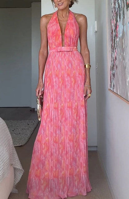 Women's Clothing Sexy Deep V Lace-up Backless Dress PureLittleBloom.Co