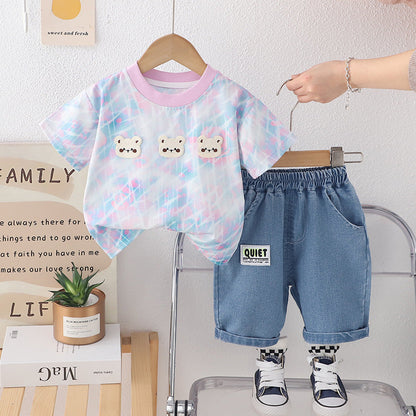 Baby Suit Three Bear Short Sleeve Two-piece Set PureLittleBloom.Co