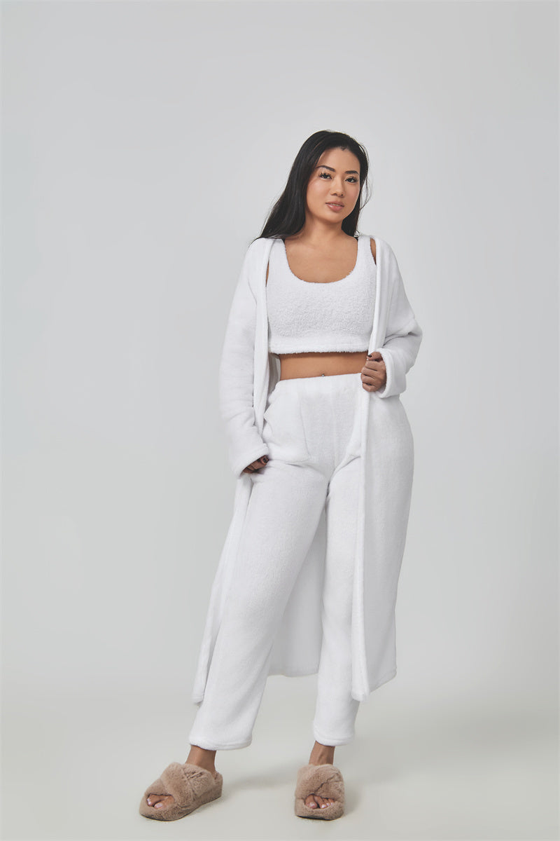 Cozy Pajama Set, 3 Piece Lounge Set, Cute Loungewear, Warm Suit Sets, Matching Set, Lounge Set, 3 Piece Pant Sets, Women Winter Dress PureLittleBloom.Co