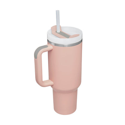 40 Oz Tumbler With Handle Straw Insulated, Stainless Steel Spill Proof Vacuum Coffee Cup Tumbler With Lid Tapered Mug Gifts For Valentine Lover Suitable For Car Gym Office Travel PureLittleBloom.Co