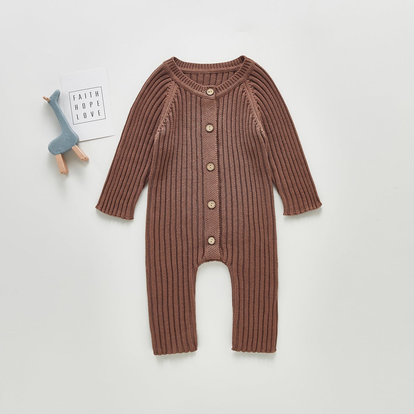 Spring And Autumn Baby Long-sleeved Knitted Jumpsuit Romper PureLittleBloom.Co